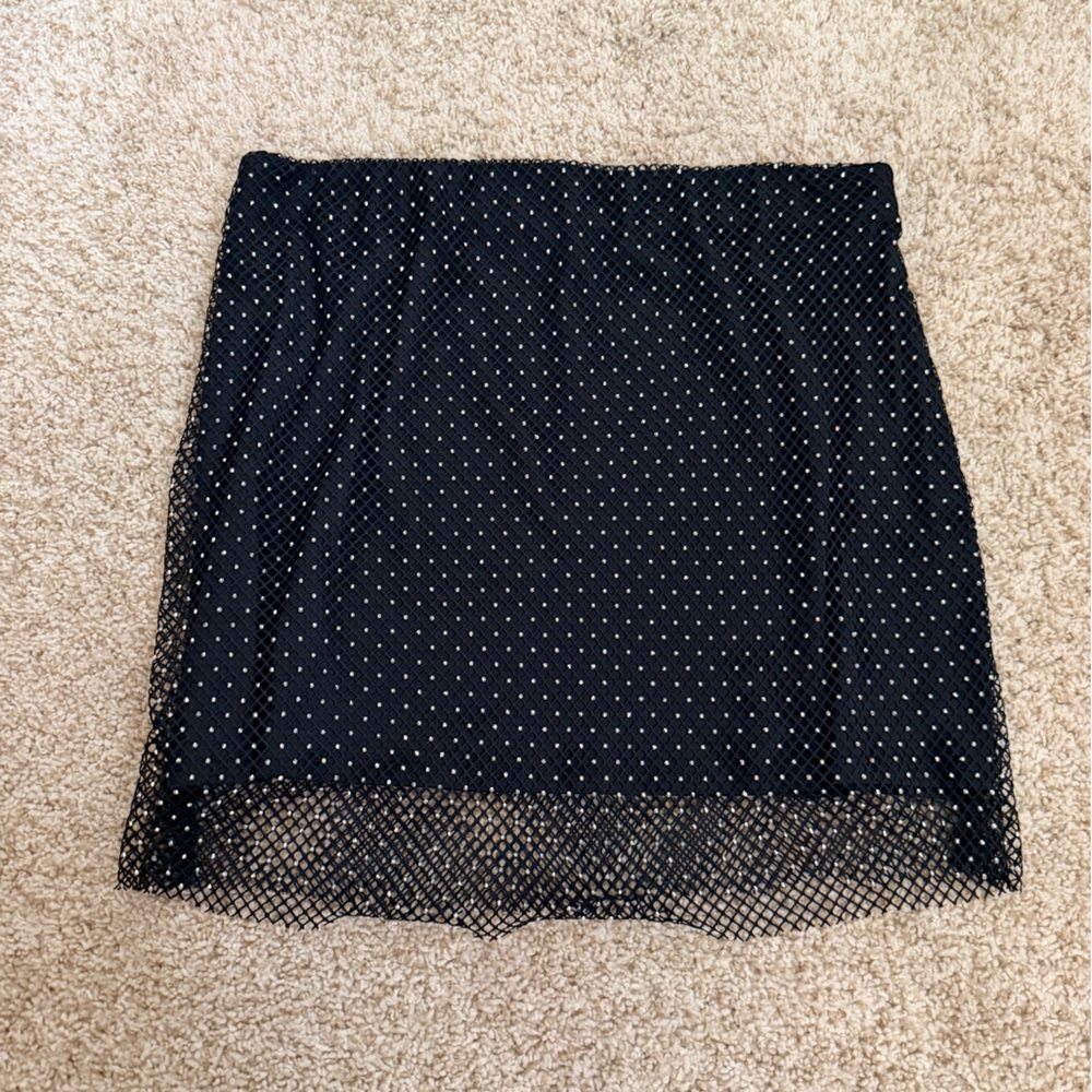 Sincerely Jules Black Mini Skirt with Bedazzled Mesh - Picture 4 of 4